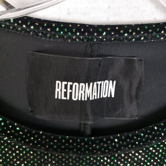 REFORMATION Glitter Mini Dress Shimmer Short Sleeve Fitted size XS Stretch - Picture 8 of 11